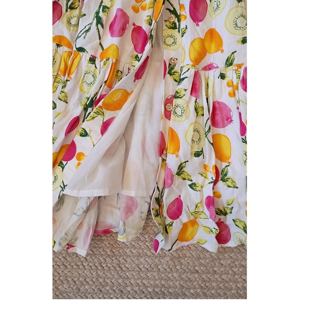 Cynthia‎ Rowley Fruit Print Linen Blend Tiered Mini Dress Size 2 Tropical Summer - Picture 3 of 7